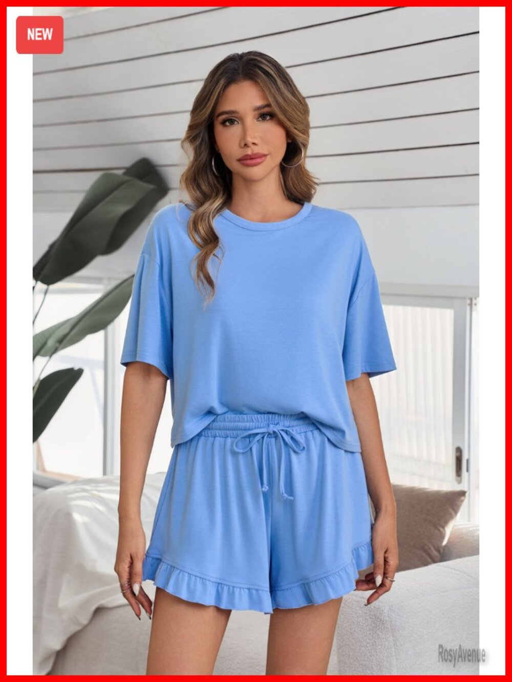 Womens Pajama Lounge Set Summer Casual Soft 2 Piece Short Set - Picture 6 of 6
